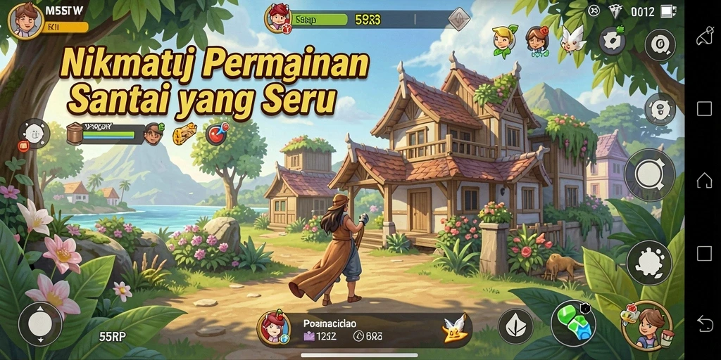 Tampilan gameplay santai 55RP dengan tantangan seru.