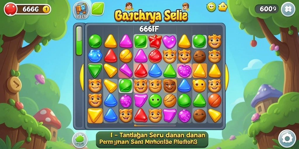 Tampilan gameplay menarik dari 666F saat mencocokkan item.