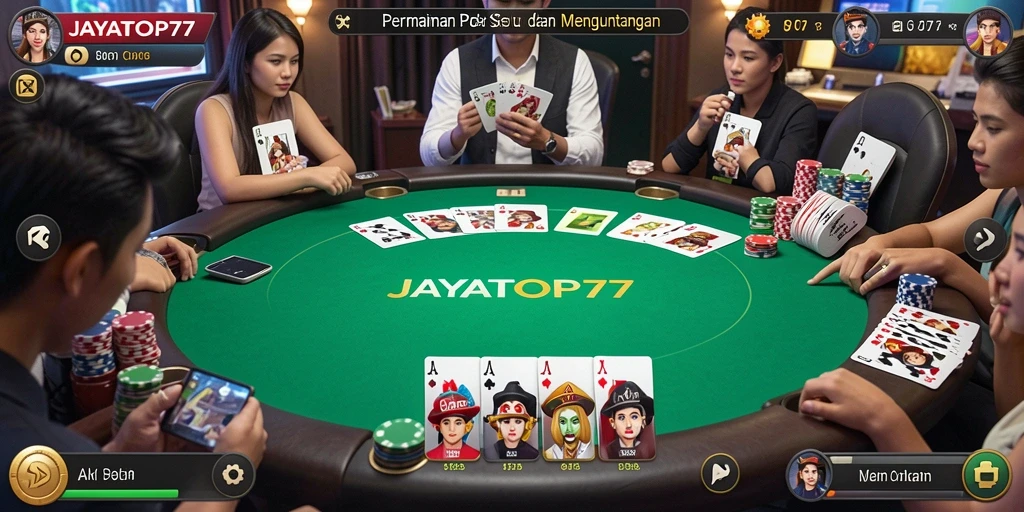 Tampilan gameplay poker yang menarik dan kompetitif di JAYATOP77.