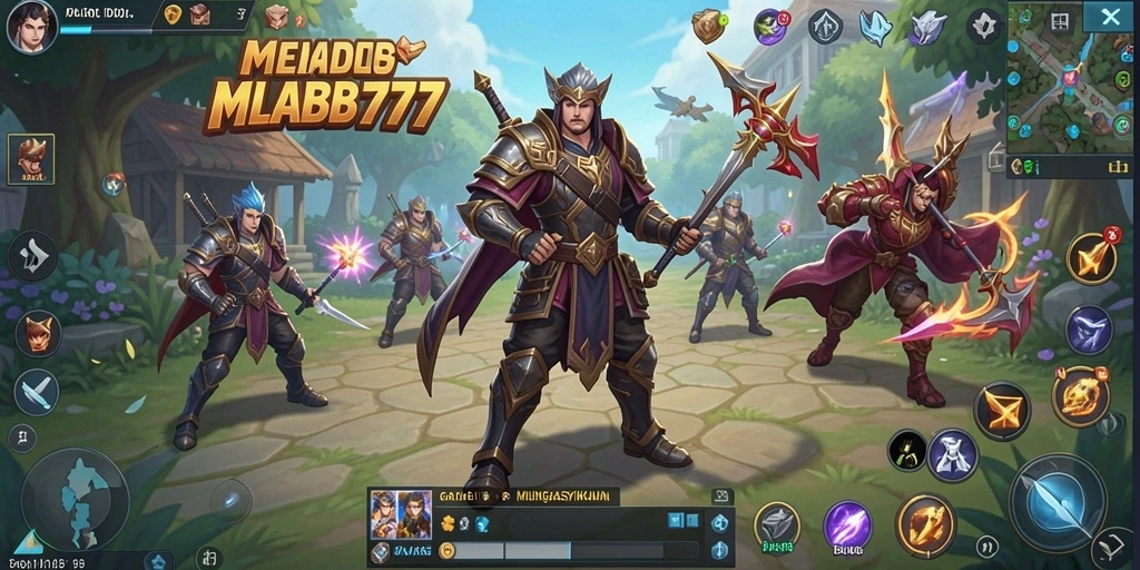 Tampilan gameplay MLBB777 yang menarik dengan karakter-karakter unik.