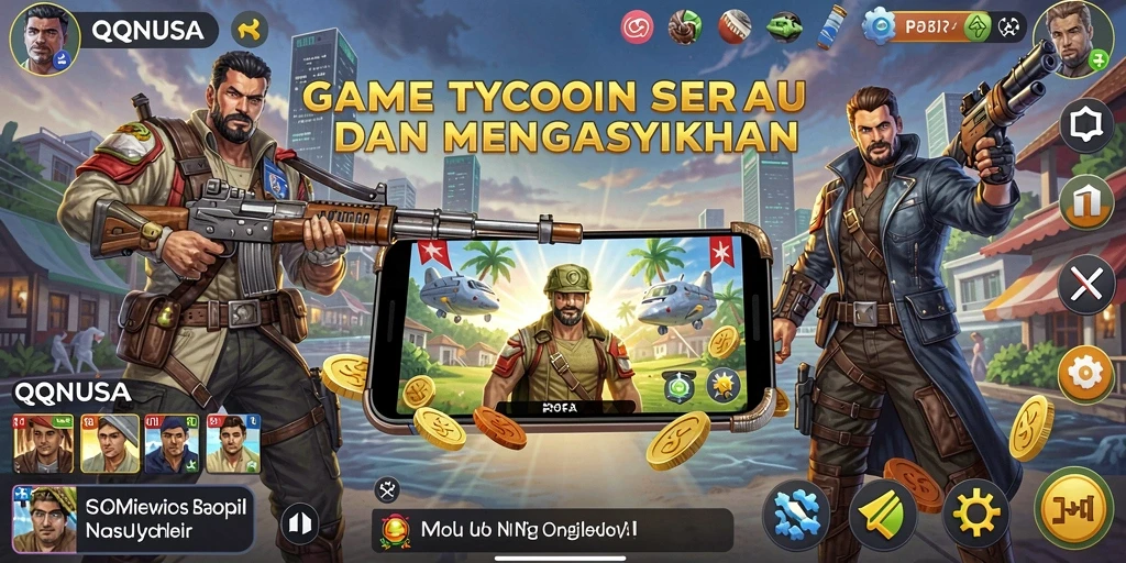 Gameplay seru QQNUSA yang menampilkan elemen manajemen bisnis.